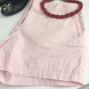 J. Crew Pink/wht stripped shorts 4” inseam size 14